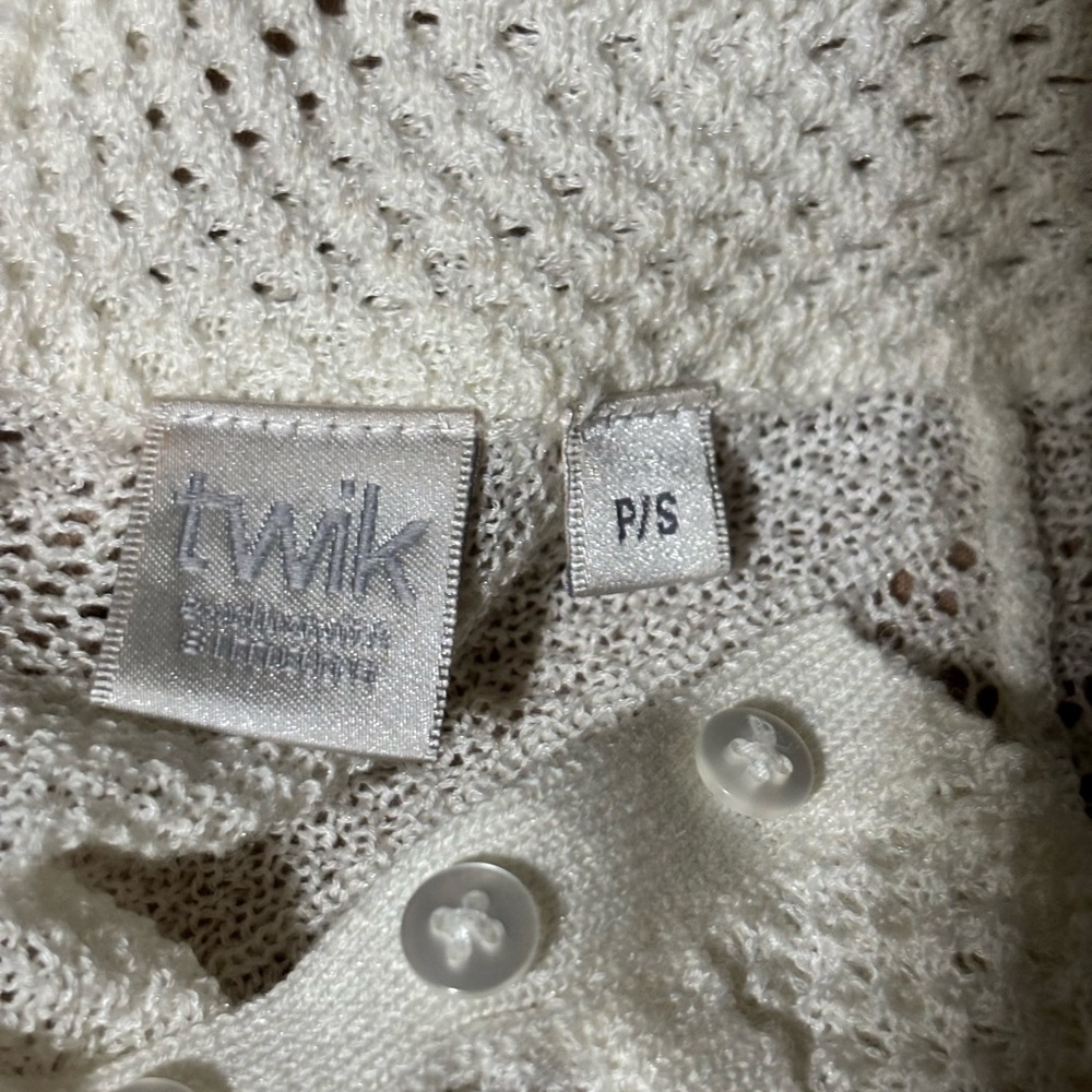 🛍Twik white Women's knit  Sweater small #cottage core #electric grandma #knit - Picture 8 of 10